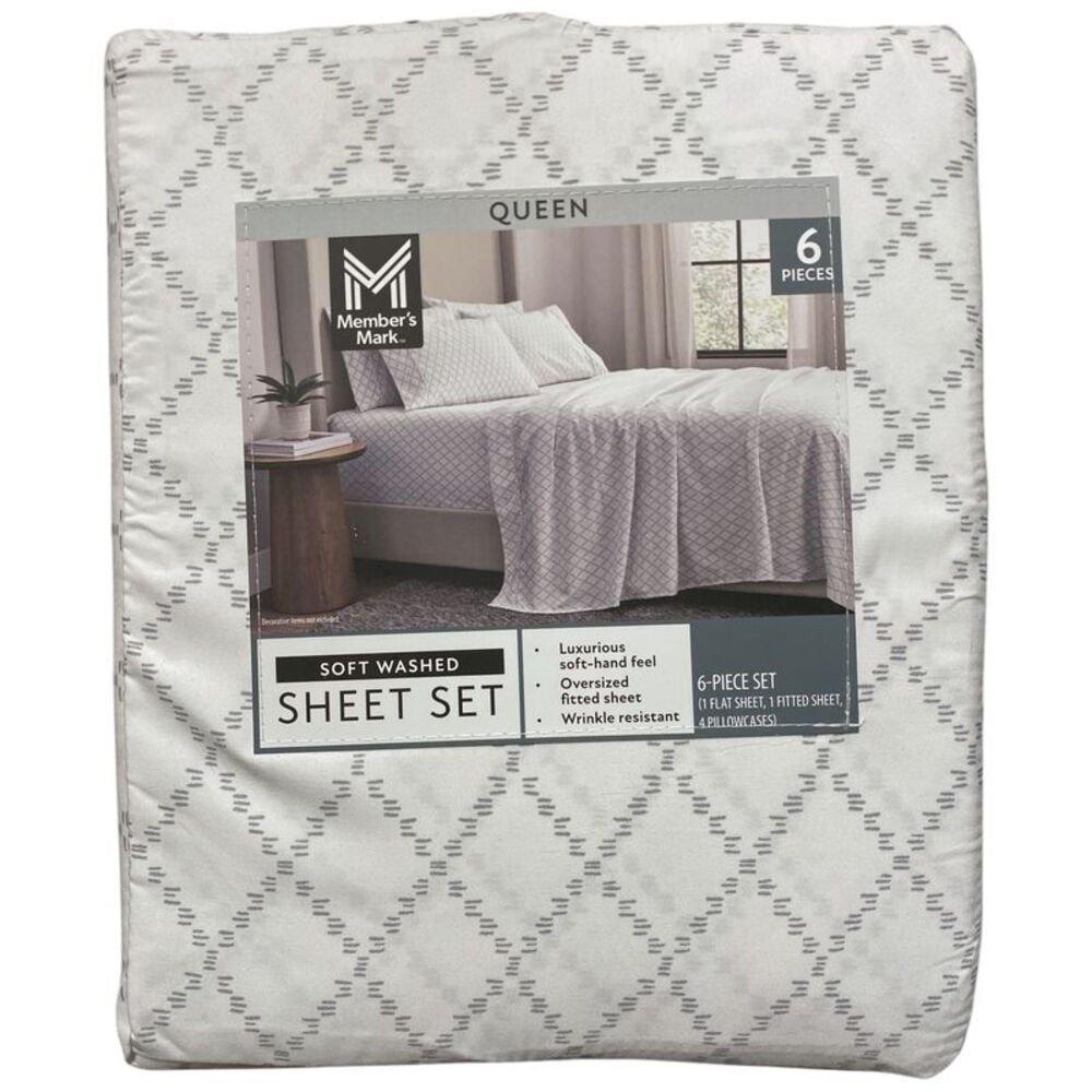 Diamond Silver - Member's Mark Soft Washed Recycled Microfiber 6-Piece Sheet Set